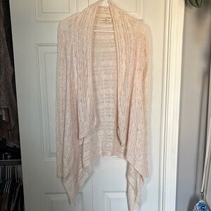 Light Pink Open-Front Women's Sweater Cardigan